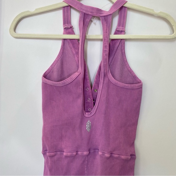 Free People Happiness Runs Henley Onesie Jumpsuit One Piece Pink XS / S - Picture 10 of 11